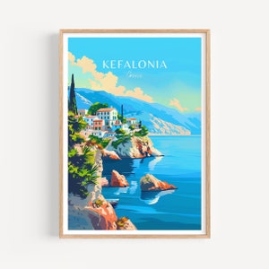 Póster de viaje de Cefalonia: arte mural de Grecia, el regalo perfecto y un recuerdo de viaje duradero | Impresión de arte Impresión
