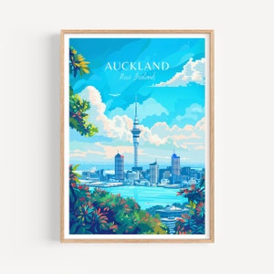 Pôster de viagem de Auckland - Arte de parede da Nova Zelândia, o presente perfeito e uma lembrança de viagem duradoura | Impressão de arte