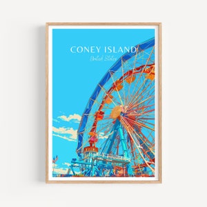Poster di Coney Island - New York Wall Art, il regalo perfetto e un ricordo di viaggio duraturo | Brooklyn Art Print USA Print