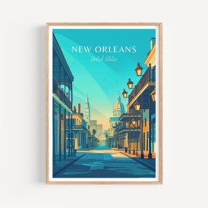 Póster de viaje de Nueva Orleans: arte mural de EE. UU. para la decoración del hogar, el regalo perfecto y un recuerdo duradero | Impresión de arte Impresión