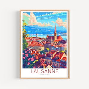 Póster de viaje de Lausana: arte mural de Suiza, el regalo perfecto y un recuerdo de viaje duradero | Impresión de arte Impresión
