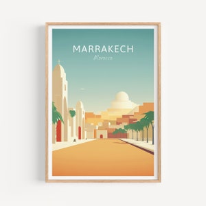 Poster di viaggio di Marrakech - Decorazione da parete in Marocco per la decorazione della casa, il regalo perfetto e un ricordo di viaggio duraturo | Stampa di stampa artistica