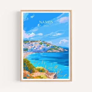Poster di viaggio di Naxos – Arte murale della Grecia, il regalo perfetto e un ricordo di viaggio duraturo | Stampa artistica Stampa