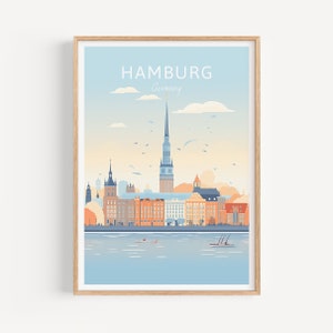 Hamburg Reiseposter - Deutschland Wandkunst für Home Dekor, das perfekte Geschenk und eine bleibende Reise Erinnerung | Kunst Druck Print