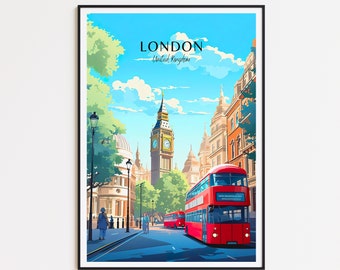 London Travel Poster - London Poster, Big Ben Poster, Big Ben Print, England Poster, UK Poster Art Print