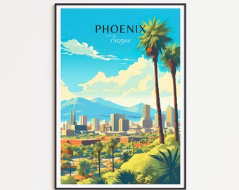 Phoenix Reiseposter - Arizona Wandkunst für Home Dekor, das perfekte Geschenk und eine bleibende Erinnerung | Phoenix Druck Print