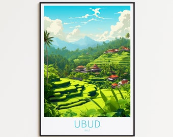 Ubud Reiseposter Bali Poster Ubud Vintage Poster Travel Poster Ubud Retro Poster Ubud Reise Geschenk Bali Indonesien Ubud Poster Canggu