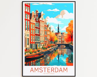 Amsterdam Travel Poster - Amsterdam Poster - Netherlands wall art for home decor, the perfect gift and a lasting memory | Art Print