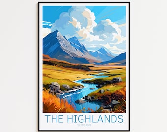 Highlands Travel Poster Scotland Poster Highlands Vintage Poster Travel Poster Highlands Retro Poster Highlands Travel Gift Wall Art