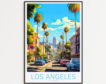 Poster de voyage à Los Angeles - Affiche LA pour la décoration intérieure, le cadeau parfait et un souvenir de voyage durable