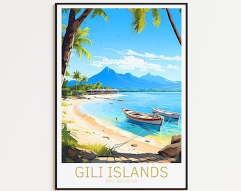 Bali Travel Poster Gili Islands Poster Bali Vintage Poster Travel Poster Bali Retro Poster Bali Travel Gift Wall Art Print Bali Poster