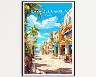 Affiche de voyage Playa del Carmen - Art mural du Mexique, le cadeau parfait et un souvenir durable | Impression artistique de voyage