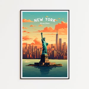 New York Reiseposter USA Poster New York Vintage Poster Travel Poster New York Retro Poster New York Reise Geschenk USA Wandkunst NYC Poster