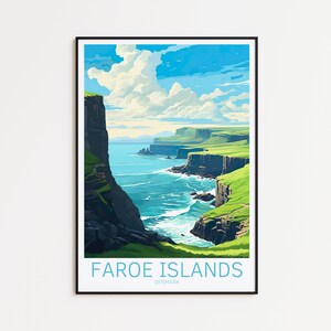 Póster de viaje de las Islas Feroe. Póster de las Islas Feroe. Póster vintage de las Islas Feroe. Póster de viaje. Regalo de viaje de las Islas Feroe.