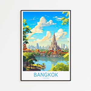 Bangkok travel poster Thailand poster Bangkok vintage poster Travel poster Bangkok retro poster Bangkok travel gift Thailand