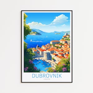 Dubrovnik Poster di viaggio Croazia Dubrovnik Poster vintage Dubrovnik Poster di viaggio Dubrovnik Poster retrò Dubrovnik Regalo di viaggio Stampa artistica da parete