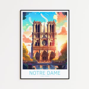 Notre Dame Paris Travel Poster Paris Poster Paris Vintage Poster Travel Poster Paris Retro Poster Paris Travel Gift Wall Art Print