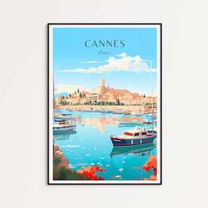 Cannes Reiseposter Frankreich Poster Cannes Vintage Poster Travel Poster Cannes Retro Poster Cannes Reise Geschenk Wandkunst Druck
