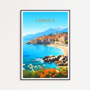 Póster de viaje de Córcega: arte mural de Francia para decoración del hogar, el regalo perfecto y un recuerdo de viaje duradero | Impresión de arte Impresión