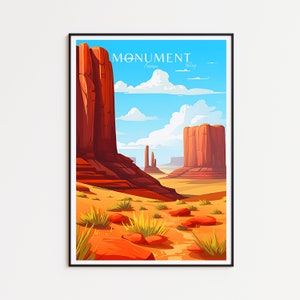 Monument Valley Travel Poster Arizona Poster Desert Vintage Poster Travel Poster Monument Valley Travel Gift Wall Art