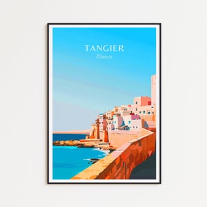 Poster di viaggio di Tangeri - Arte murale del Marocco, il regalo perfetto e un ricordo di viaggio duraturo | Stampa artistica Stampa