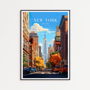 New York Póster de Viajes - USA Wall Art para la decoración del hogar, el regalo perfecto y un recuerdo duradero de viaje | Art Print