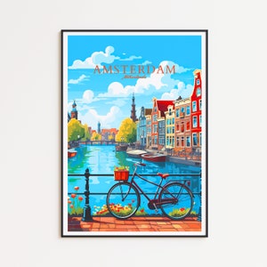 Affiche de voyage d'Amsterdam Affiche Hollande Affiche vintage d'Amsterdam Affiche de voyage Affiche Amsterdam Affiche rétro Amsterdam Pays-Bas Cadeau