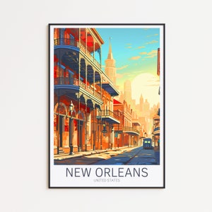 Póster de viaje de Nueva Orleans: arte mural de EE. UU. para la decoración del hogar, el regalo perfecto y un recuerdo duradero | Impresión de arte Impresión
