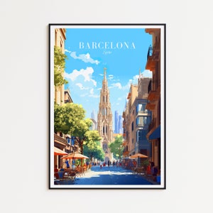 Poster de voyage de Barcelone - Art mural espagnol, le cadeau parfait et un souvenir de voyage durable | Impression d'art