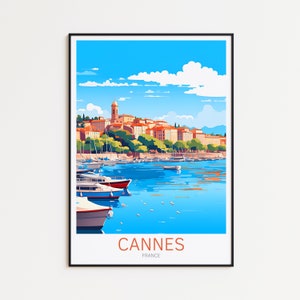 Póster de viaje de Cannes, póster de Francia, póster vintage de Cannes, póster de viaje, póster retro de Cannes, regalo de viaje de Cannes, impresión artística de pared