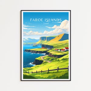 Póster de viaje de las Islas Feroe. Póster de las Islas Feroe. Póster vintage de las Islas Feroe. Póster de viaje. Regalo de viaje de las Islas Feroe.
