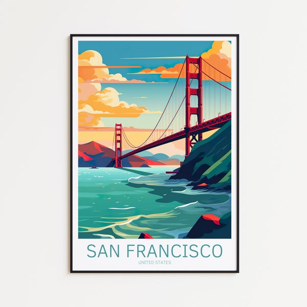 San Francisco Reise Poster - Californien Wandkunst für Home Dekor, das perfekte Geschenk und eine bleibende Erinnerung | Kunst Druck USA