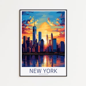 New York Travel Poster - NYC Poster - USA Wall Art for Home, the perfect gift and a lasting travel memory | NY Art Print