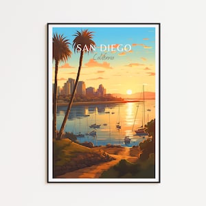 Affiche de voyage de San Diego - Art mural californien pour la décoration intérieure, le cadeau parfait et un souvenir durable | Impression de San Diego