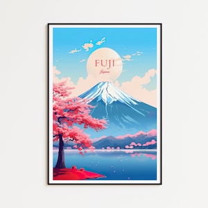 Affiche de voyage du Mont Fuji, Japon, affiche vintage Fuji, affiche de voyage, affiche Fuji, affiche rétro, cadeau de voyage Fuji, Japon