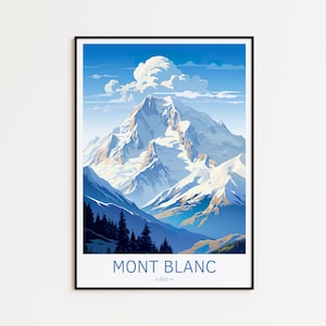Mont Blanc Travel Poster - Mont Blanc Poster - France wall art for home decor, the perfect gift and a lasting memory | Art Print