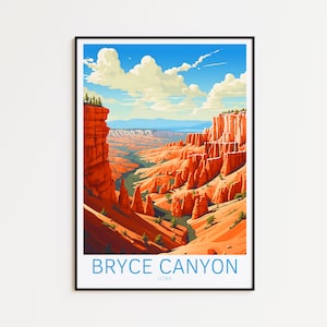 Cartaz de viagem de Bryce Canyon, pôster dos EUA, pôster vintage de Bryce Canyon, pôster de viagem, pôster retrô de Bryce Canyon, impressão de presente de viagem de Bryce Canyon