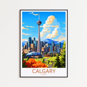 Póster de viaje de Calgary, póster de Canadá, póster vintage de Calgary, póster de viaje, póster retro de Calgary, regalo de viaje de Calgary, impresión artística de pared.