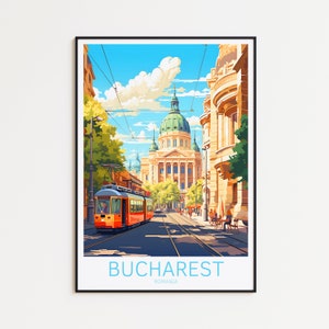 Affiche de voyage de Bucarest, Roumanie, affiche vintage de Bucarest, affiche de voyage rétro de Bucarest, cadeau de voyage, impression d'art mural