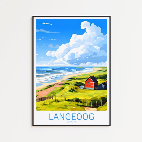 Langeoog Reiseposter Deutschland Poster Langeoog Vintage Poster Travel Poster Langeoog Retro Poster Langeoog Reise Geschenk Strand