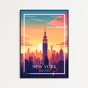 Póster de viaje de Nueva York: arte de pared de Nueva York para decoración del hogar, el regalo perfecto y un recuerdo duradero | Impresión de arte Impresión de EE. UU.