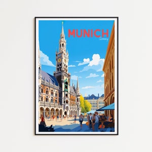 Cartaz de viagem de Munique Cartaz da Baviera Cartaz vintage de Munique Cartaz de viagem Cartaz retrô de Munique Presente de viagem de Munique Baviera