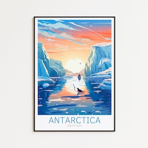 Póster de viaje de la Antártida - Póster de la Antártida - Arte de pared del Polo Sur, el regalo perfecto y un recuerdo duradero | Impresión de arte Impresión