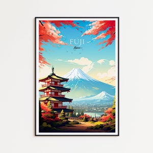 Fuji travel poster Japan poster Fuji vintage poster travel poster Fuji poster retro poster Fuji travel gift Japan Mount Fuji poster Mt Fuji