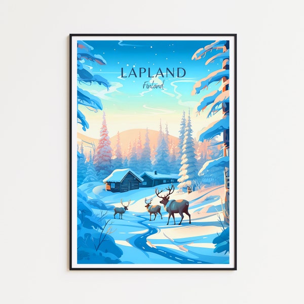 Lapland Reise Poster - Lapland Poster - Finnland Wandkunst, das perfekte Geschenk und eine bleibende Erinnerung | Kunst Druck Print