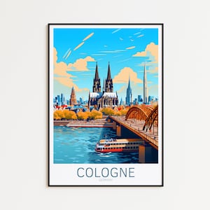 Póster de viaje de Colonia, póster de Alemania, póster vintage de Colonia, póster de viaje, póster retro de Colonia, regalo de viaje de Colonia para cumpleaños, aniversario, mudanza