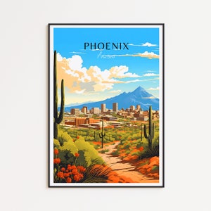 Affiche de voyage Phoenix - Art mural de l'Arizona pour la décoration intérieure, le cadeau parfait et un souvenir durable | Impression Phénix