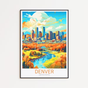 Póster de viaje de Denver: arte de pared de EE. UU. para decoración del hogar, el regalo perfecto y un recuerdo duradero | Impresión artística Impresión de Colorado
