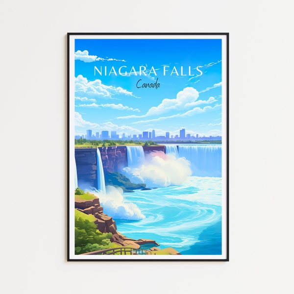 Affiche de voyage des chutes du Niagara – Art mural du Canada pour la décoration de la maison, le cadeau parfait et un souvenir durable | Impression des chutes du Niagara