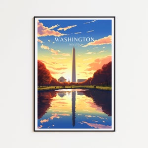 Washington Travel Poster USA Poster Washington vintage Poster Travel Poster Washington Retro Poster Washington Travel Gift Monument USA